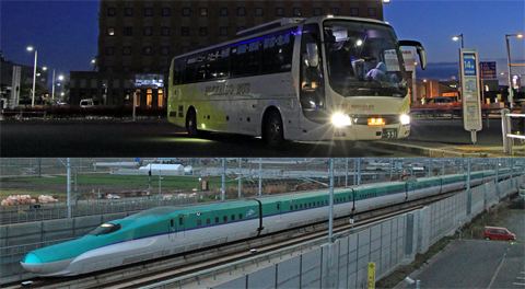 2023年10月　夜行バス＆鉄道移動（「函館特急ニュースター号」＆新幹線「はやぶさ10号」）　アイキャッチ用　480
